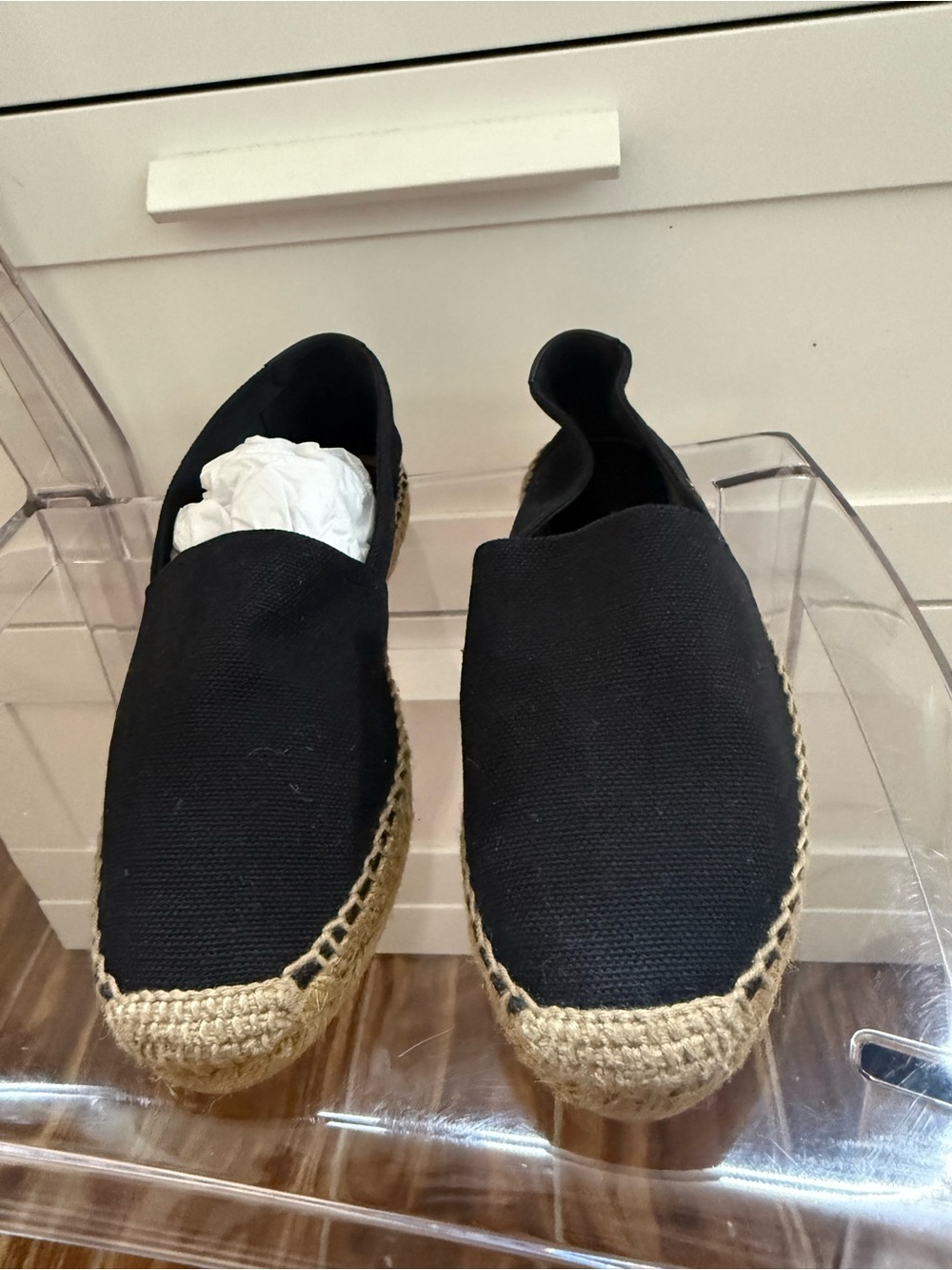 Saint Laurent Black Canvas Espadrilles with Jute Trim - Picture 2 of 5